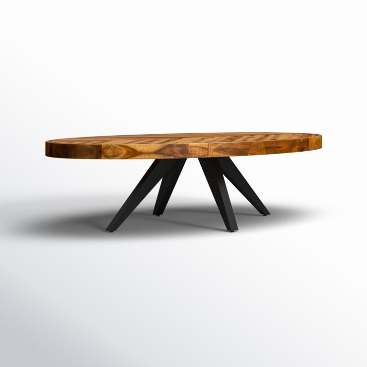 Transitional Rustic Black-Brown Oval Coffee Table with Storage