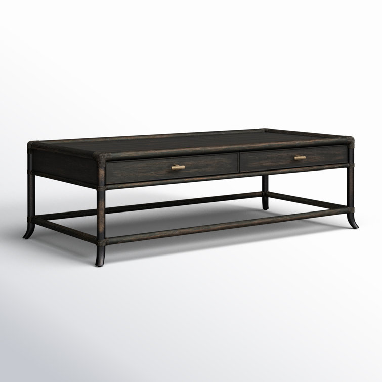 Black Sand Oak and Maple Rectangular Cocktail Table with Storage