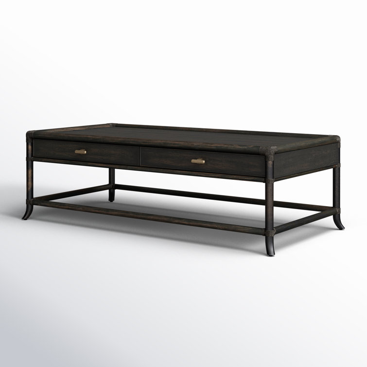 Black Sand Oak and Maple Rectangular Cocktail Table with Storage