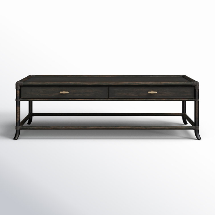 Black Sand Oak and Maple Rectangular Cocktail Table with Storage