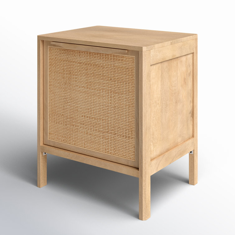 Modern Coastal Woven Cane Nightstand in Natural Brown