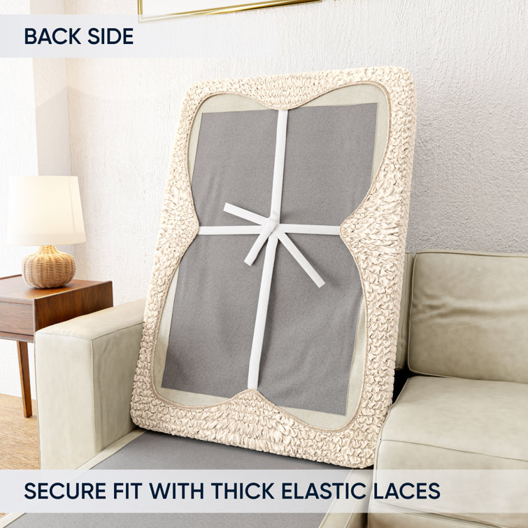 Cream Stretchy Microfiber Chaise Lounge Cushion Slipcover