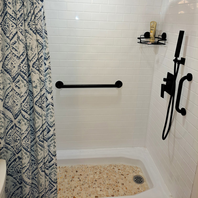 Gloss White PVC Subway Tile Tub and Shower Wall Panels