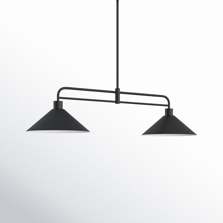 Black Metal 2-Light Industrial Linear Pendant
