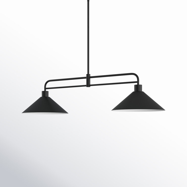 Black Metal 2-Light Industrial Linear Pendant