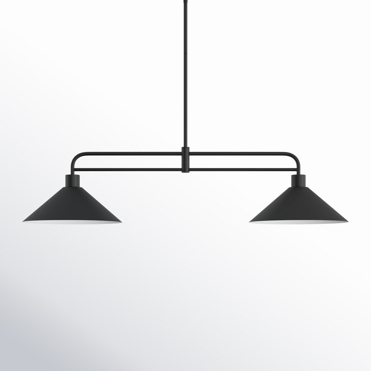 Black Metal 2-Light Industrial Linear Pendant