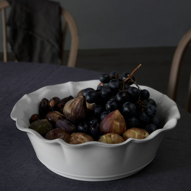 White Ceramic Novelty Serving Bowl with Pedestal Base