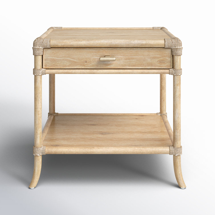Dune Brown Oak and Maple Veneer End Table with Storage