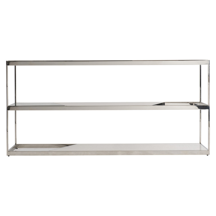 Beige and Silver Rectangular Transitional Console Table with Storage