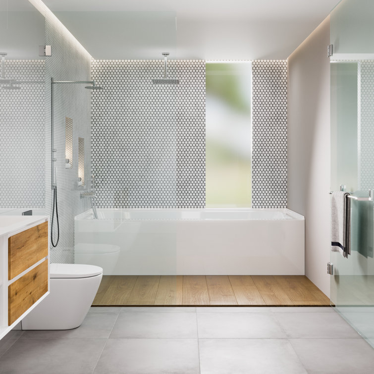 Nova 60'' White Acrylic Alcove Soaking Bathtub