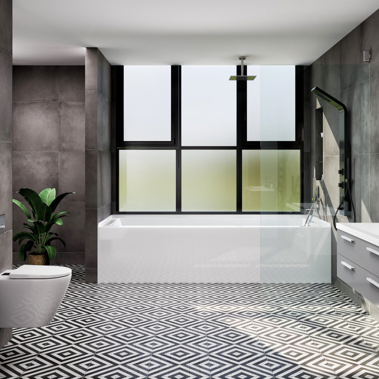 Nova 60'' White Acrylic Alcove Soaking Bathtub