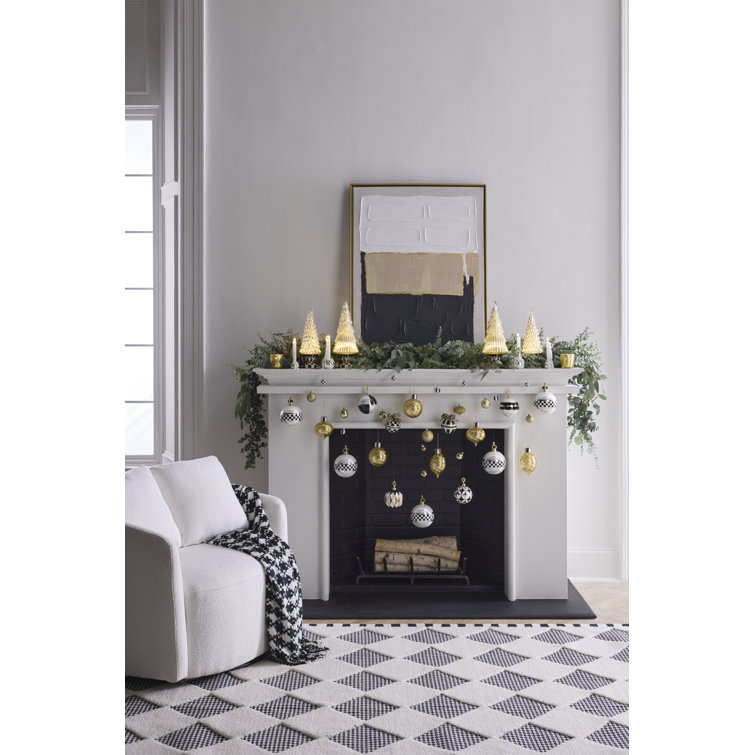 Black and White Crown Glass Ball Ornament