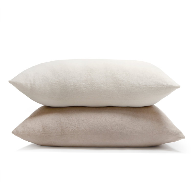 Ivory Rectangular Cotton Throw Pillow with Feather Down Insert