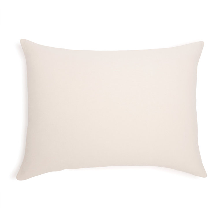 Ivory Rectangular Cotton Throw Pillow with Feather Down Insert