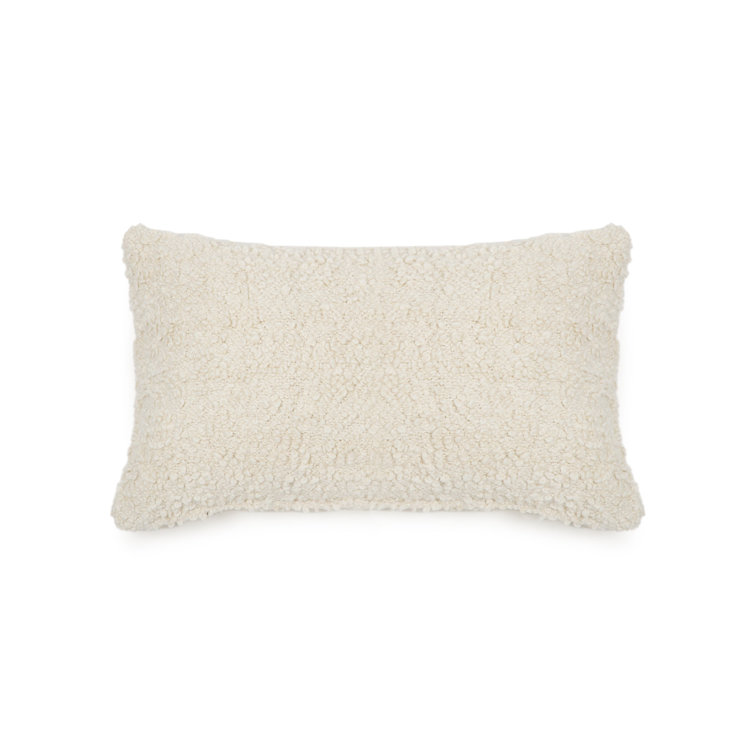 Ivory Bouclé Rectangular Lumbar Accent Pillow with Feather Insert