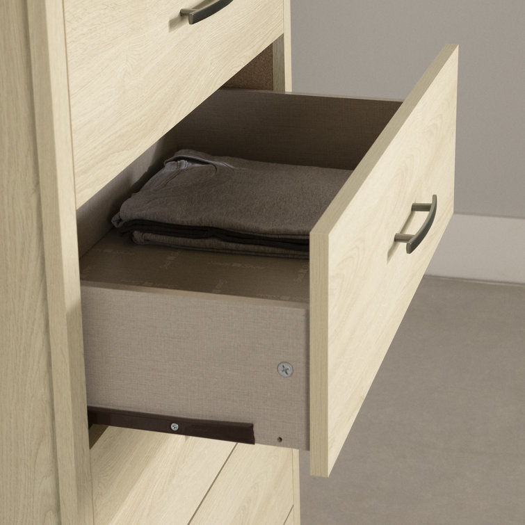 Bleached Oak Tall 5-Drawer Dresser with Metal Handles