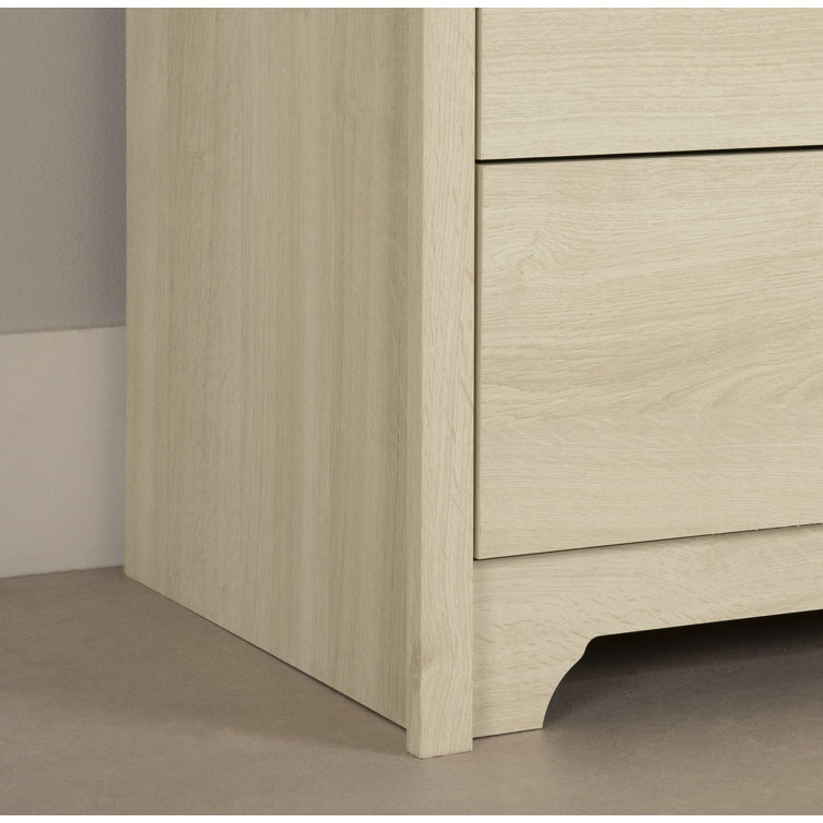 Bleached Oak Tall 5-Drawer Dresser with Metal Handles