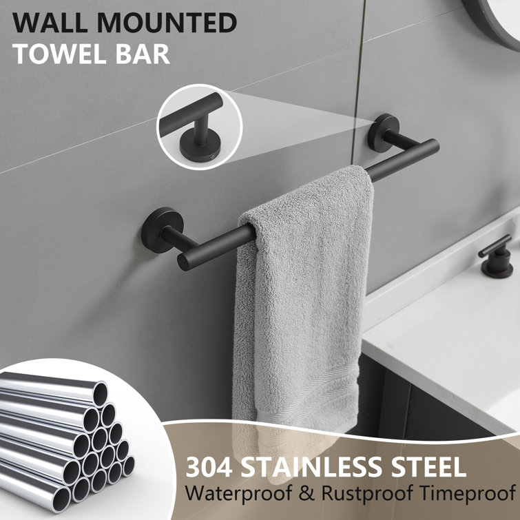 Matte Black Stainless Steel 5-Piece Bathroom Hardware Set
