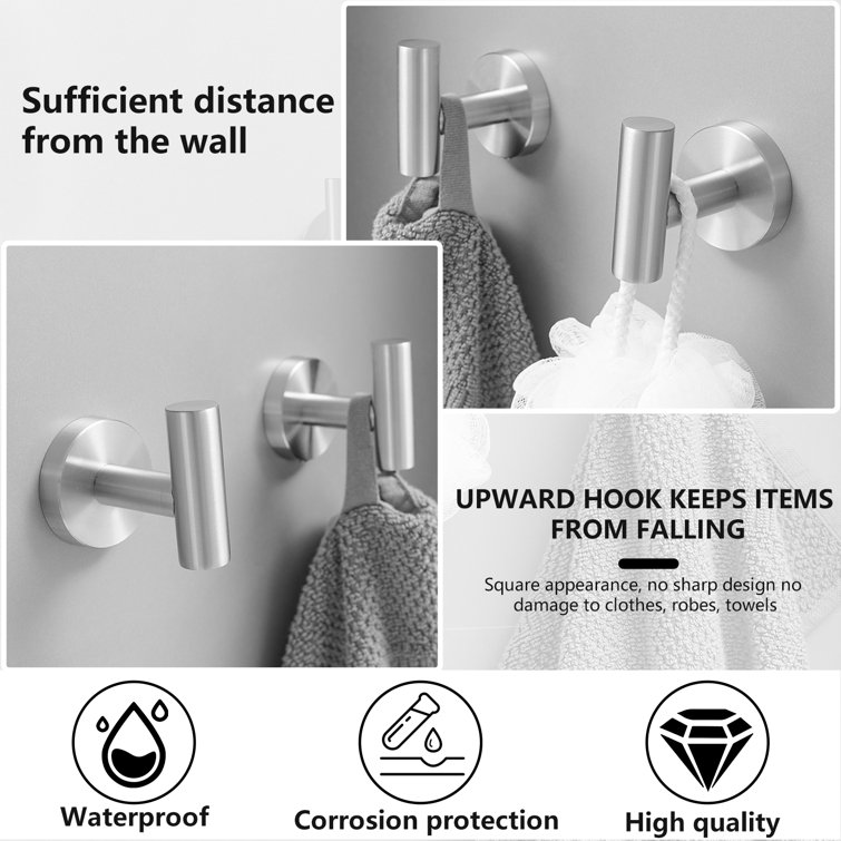 Brushed Nickel 5-Piece Bathroom Hardware Set with Towel Bar