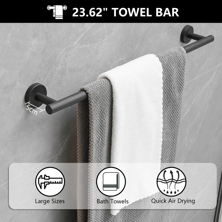 Matte Black Stainless Steel 5-Piece Bathroom Hardware Set