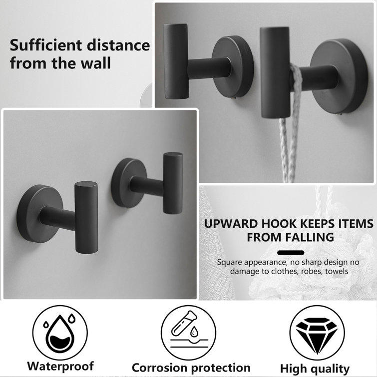 Matte Black Stainless Steel 5-Piece Bathroom Hardware Set
