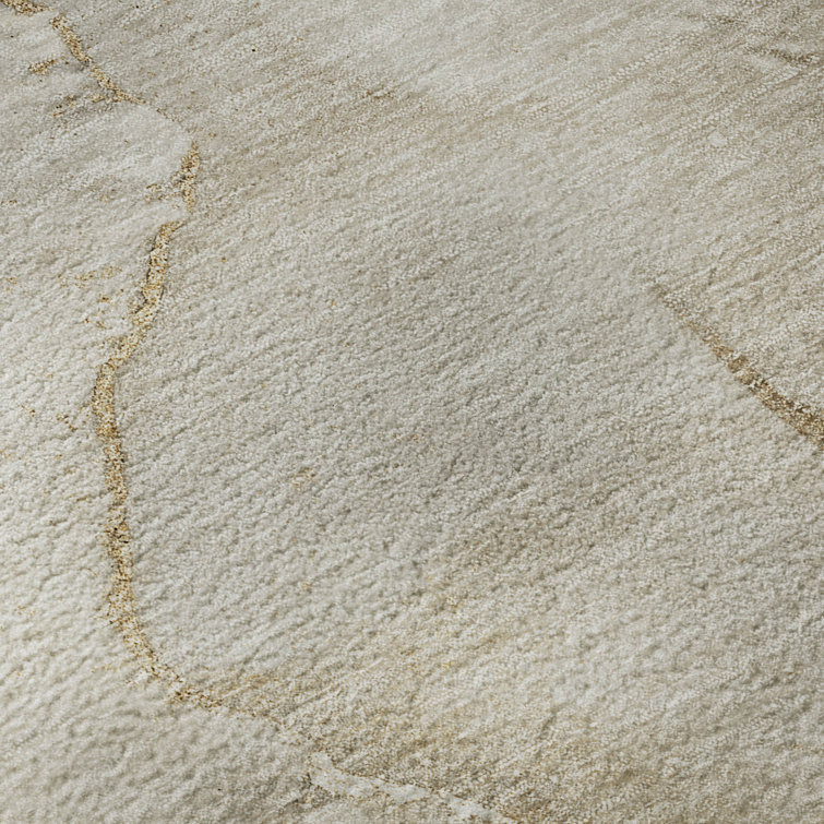 Beige Washable Synthetic Abstract Runner Rug 2'3" x 7'6"