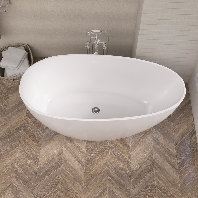 68'' White Acrylic Freestanding Double Slipper Soaking Tub