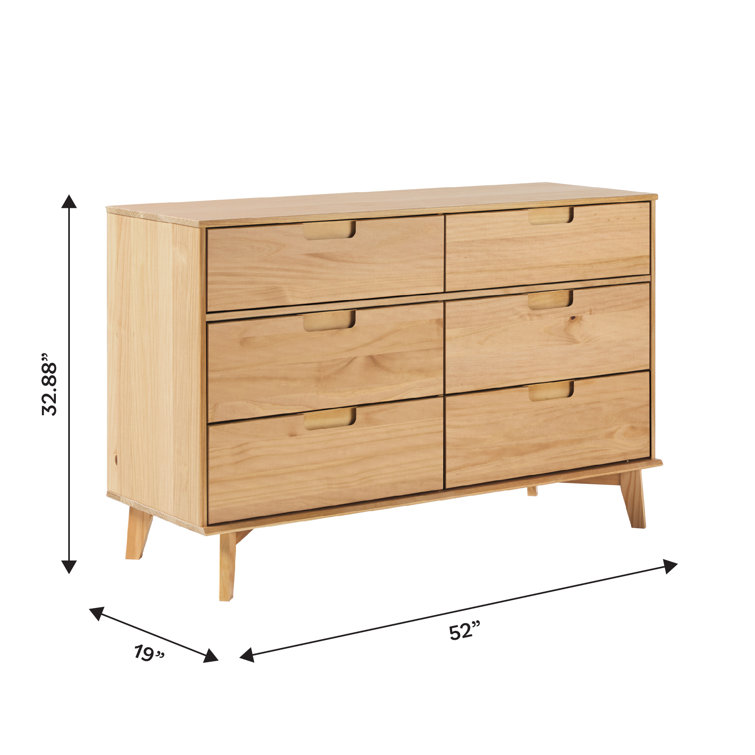 Natural Pine Solid Wood 6-Drawer Double Dresser
