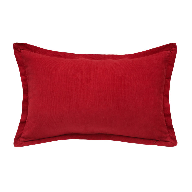 Joy Ruby Red Cotton Canvas Holiday Throw Pillow