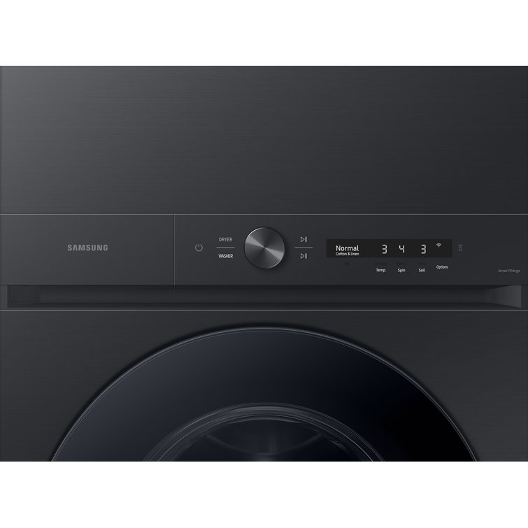Brushed Black Stainless Steel Smart Gas Washer and Dryer Set