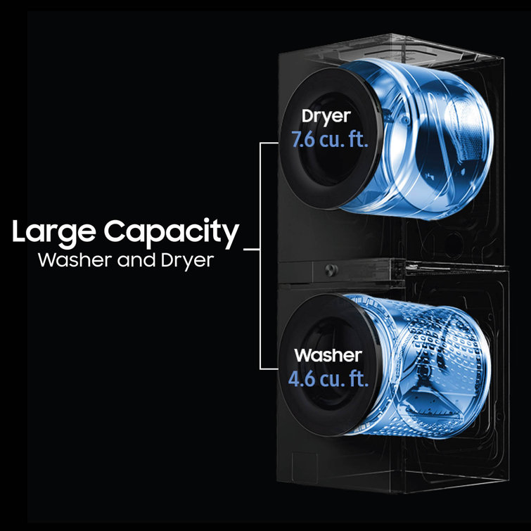 Brushed Black Stainless Steel Smart Gas Washer and Dryer Set