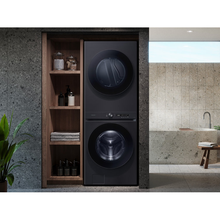 Brushed Black Stainless Steel Smart Gas Washer and Dryer Set
