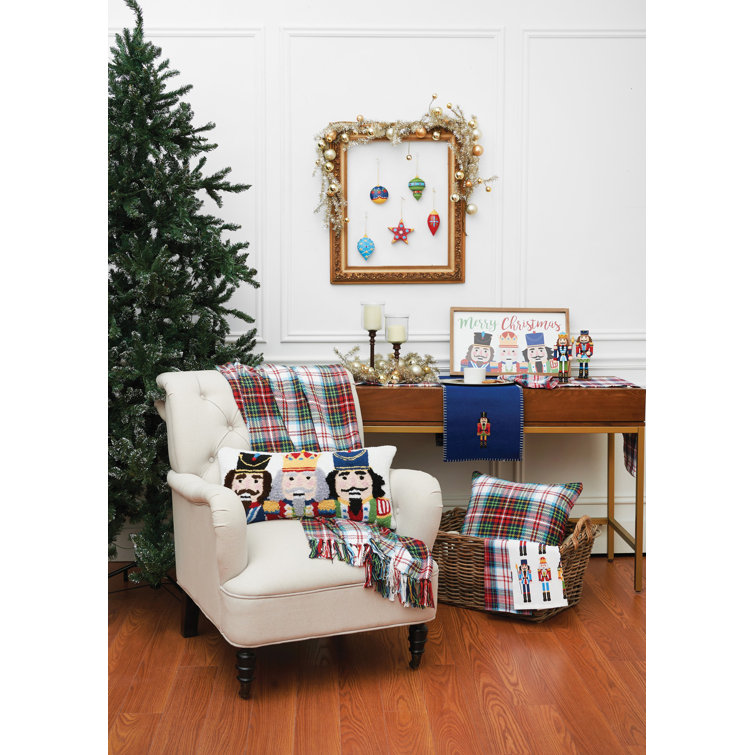 Nutcracker Trio Multicolor Cotton Canvas Rectangular Throw Pillow