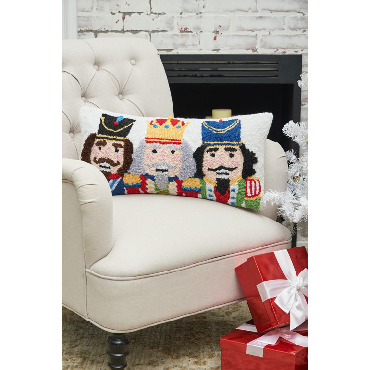 Nutcracker Trio Multicolor Cotton Canvas Rectangular Throw Pillow