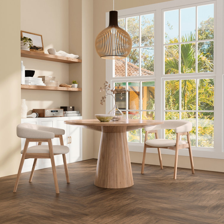 Natural Reclaimed Wood Round Pedestal Dining Table