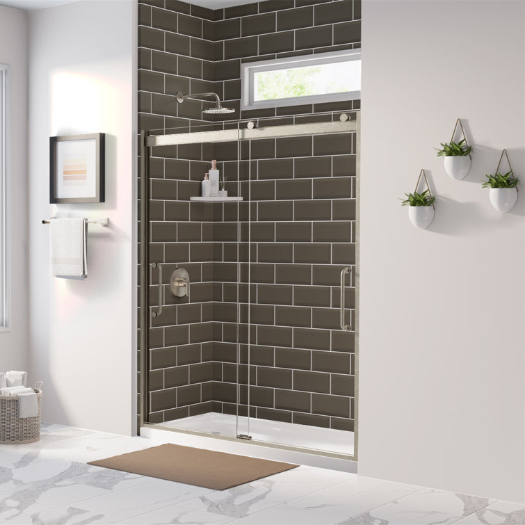 Arelo 56" - 60" W x 72" H Clear Glass Chrome Sliding Shower Door