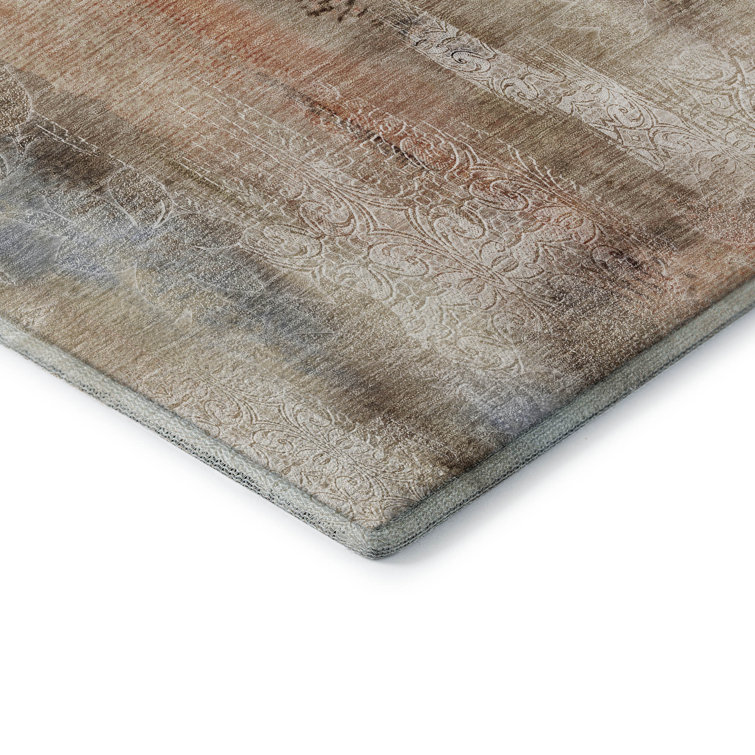 Beige Round Washable Synthetic Easy Care Rug 8' x 8'