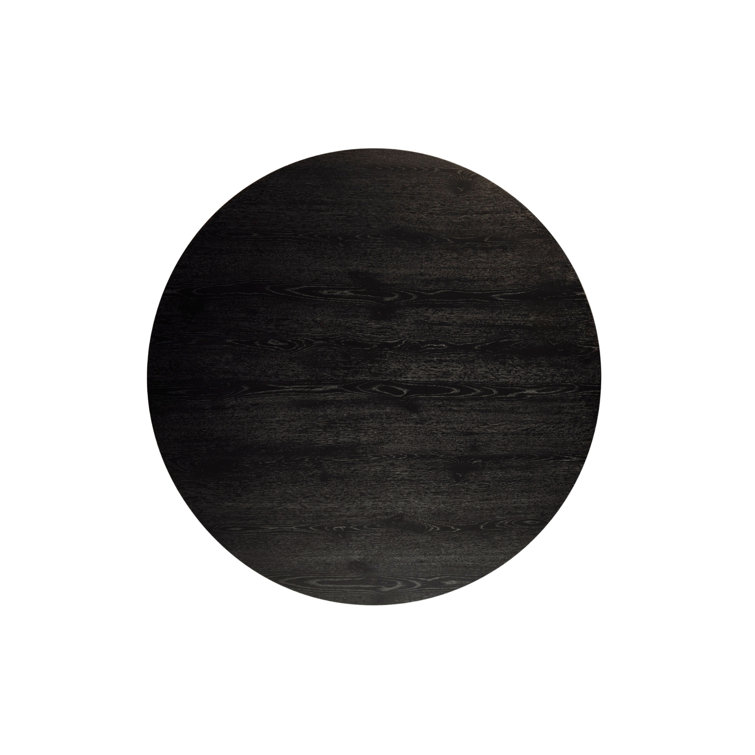 Vintage Black Round Pedestal Dining Table with Reclaimed Wood