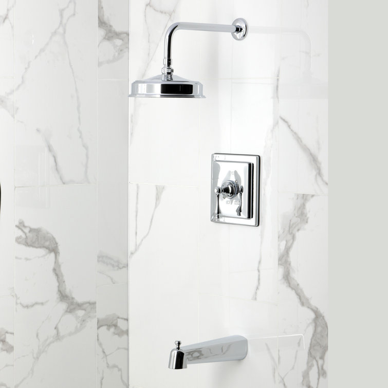 Polished Chrome Wall Mounted Rain Shower Faucet Set