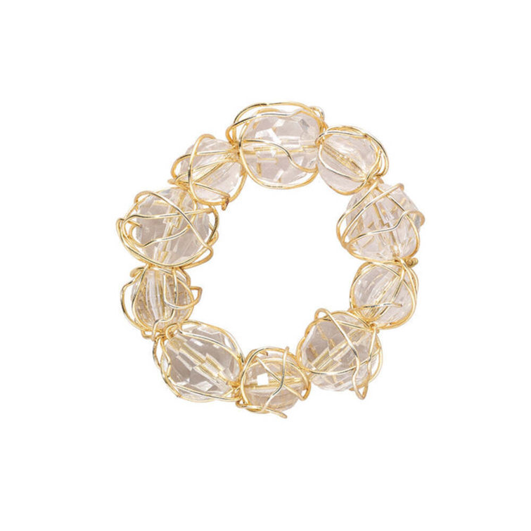 Elegant Gold and Crystal Bauble Napkin Rings Set