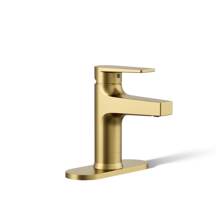 Vibrant Brushed Brass Single-Handle Bathroom Faucet with Escutcheon