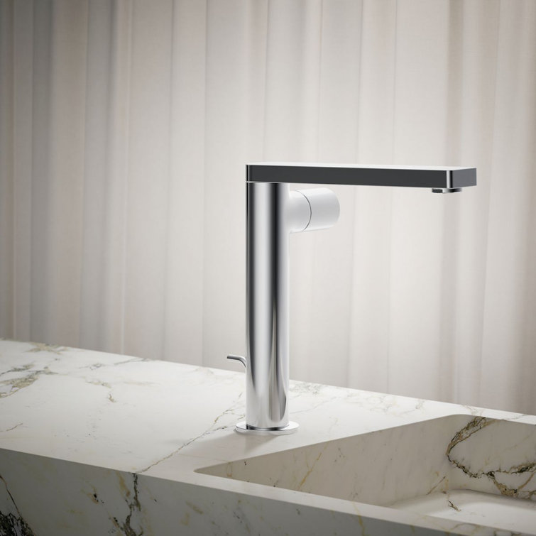 Composed Minimalist Polished Chrome Single-Handle Vessel Sink Faucet