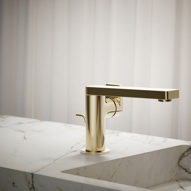Vibrant French Gold Single-Handle Low Arc Bathroom Faucet