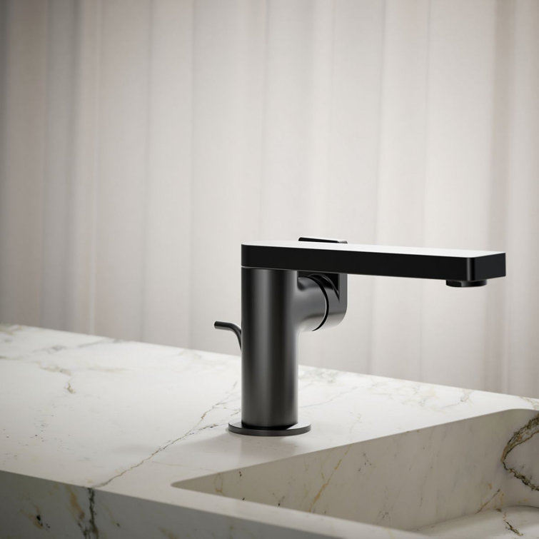 Matte Black Single-Handle Bathroom Faucet with Drain Assembly