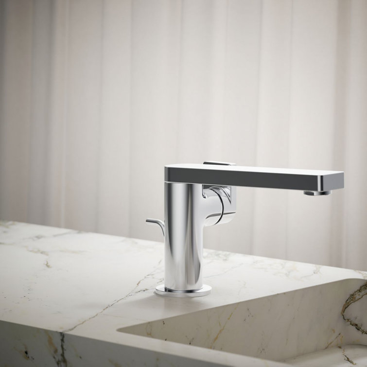 Composed Minimalist Polished Chrome Single-Handle Bathroom Faucet
