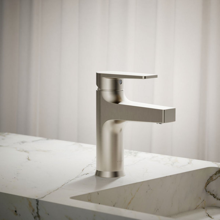 Taut Transitional Single-Handle Low-Arc Faucet in Vibrant Brushed Nickel