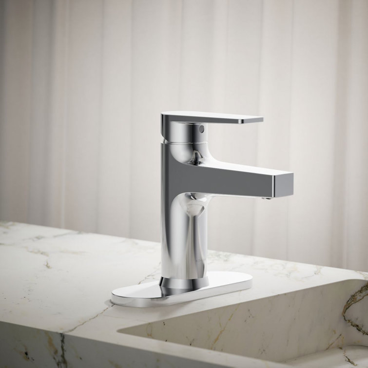 Polished Chrome Single-Handle Bathroom Faucet with Escutcheon