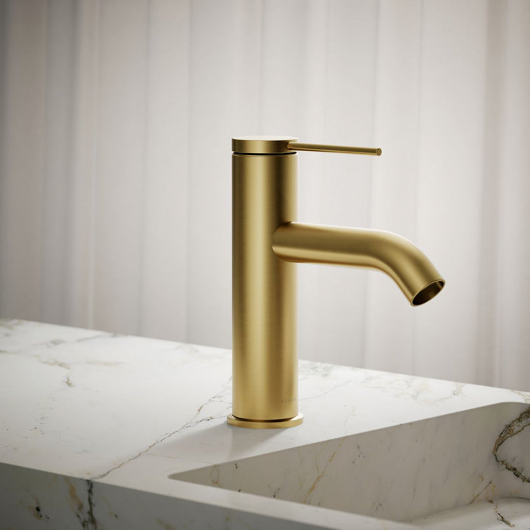 Vibrant Brushed Moderne Brass Single-Handle Bathroom Sink Faucet
