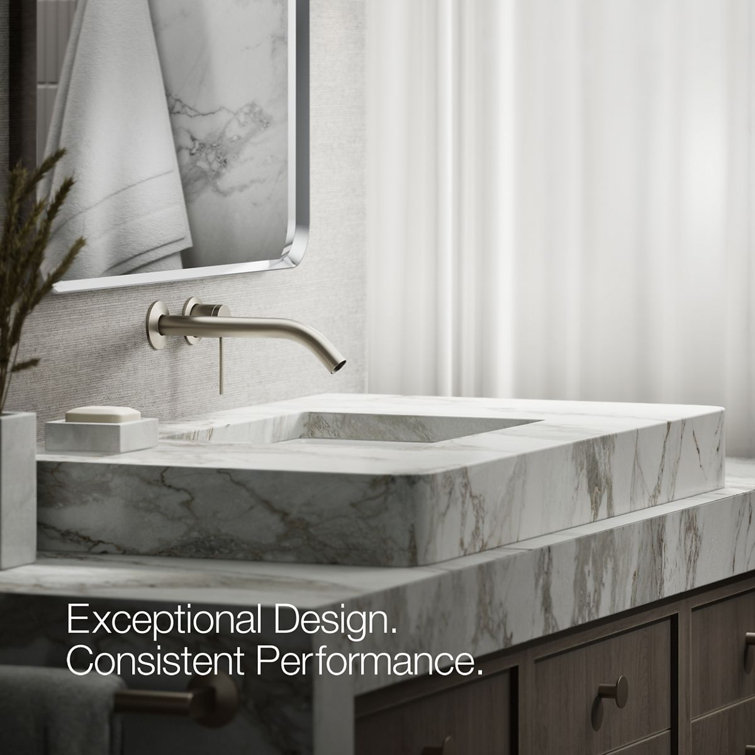Brushed Nickel Wall-Mount Lever Bathroom Faucet