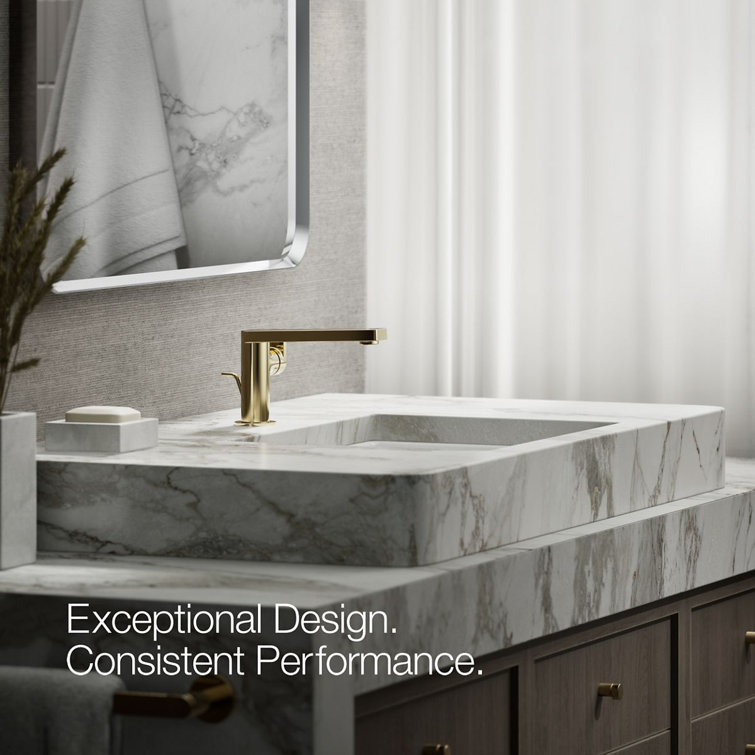 Vibrant French Gold Single-Handle Low Arc Bathroom Faucet